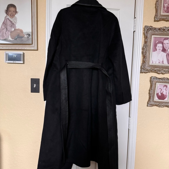 Chicos Wool Coat with Faux Leather Trim Black  New with Tags size 2 - Picture 2 of 4